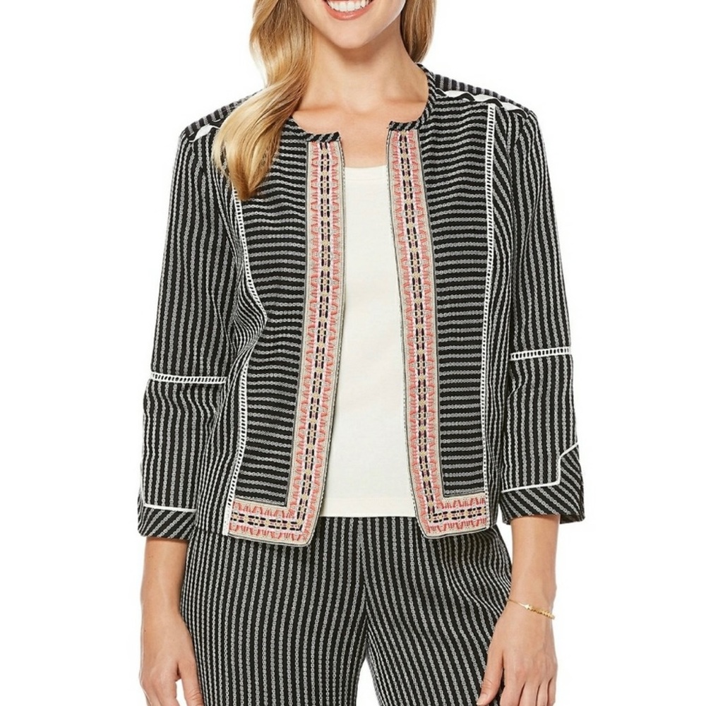 NWT Rafaella Open Front Boho Jacket Resortwear Casual Office